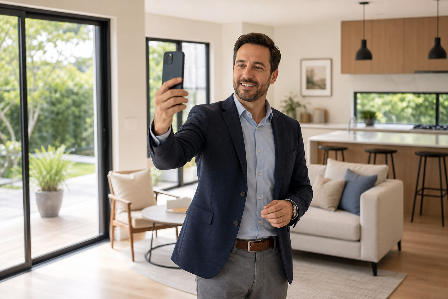 Real Estate Agent Filming Property